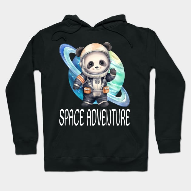 National Space Day space adventure Panda in Astronaut suit Cute watercolor animal bear planet galaxy travel Hoodie by First Phenixs